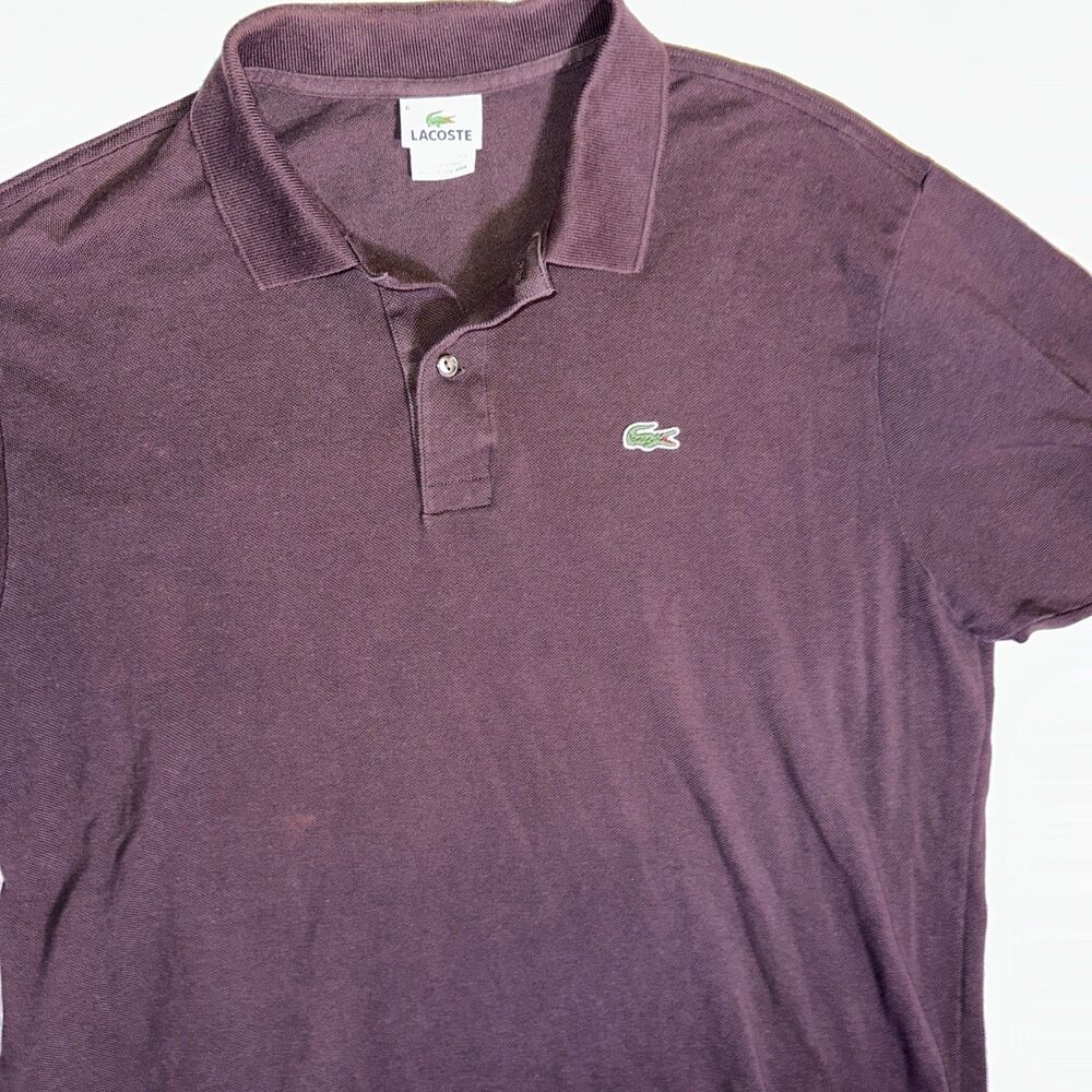 Lacoste Polo Shirt Men 6 Brown Short Sleeve Embroidered Crocodile Logo Pullover